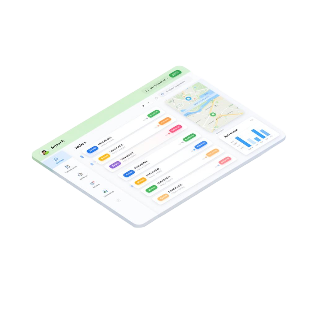 Painel Apexn com kanban, mapa e relatórios